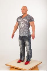 Whole body modeling reference blue jeans gray tshirt